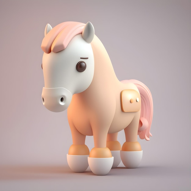 Cute horse character design generative ai