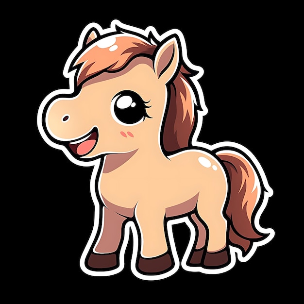 cute horse sticker illustration on solid background