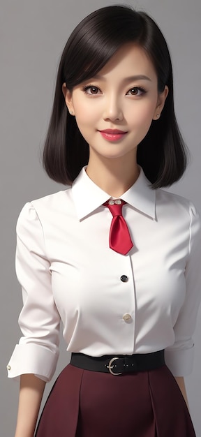 A cute hot korean girl in flight attendant uniform photo ai generated