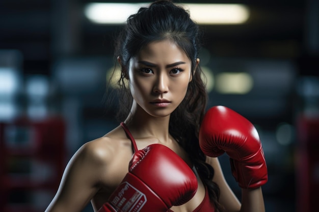 cute hot sport woman athlete boxing pose