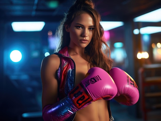 cute hot woman atlhete boxing pose