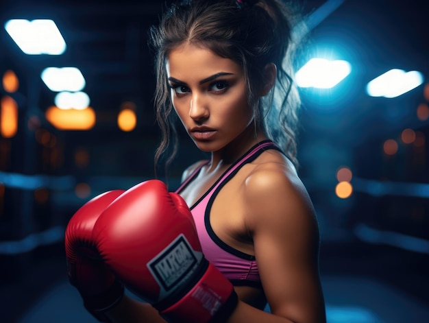 cute hot woman atlhete boxing pose