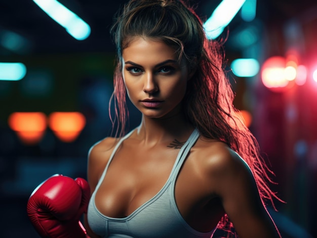 cute hot woman atlhete boxing pose