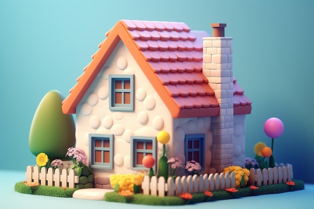 cute house or home 3d render