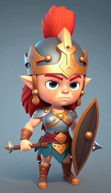 Photo cute human animal warrior 3d game model generative ai