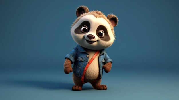 Милый и забавный детеныш панды висит на бамбуке Генеративный ИИ