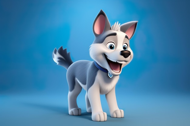 Cute husky dog husky animated ai generated