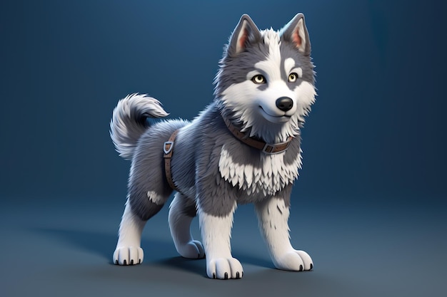 Cute Husky Dog Husky animated AI Generated