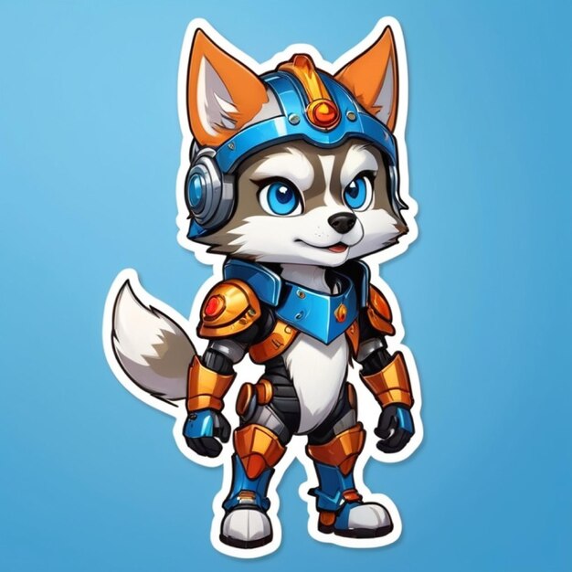 Cute husky robot cyborg