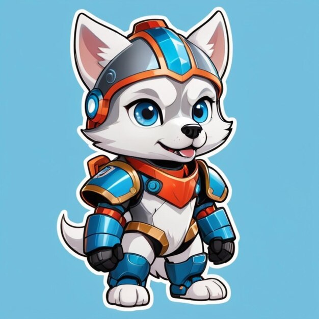 Cute husky robot cyborg