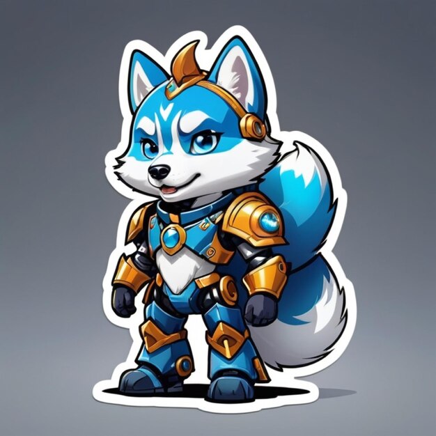 Cute husky robot cyborg