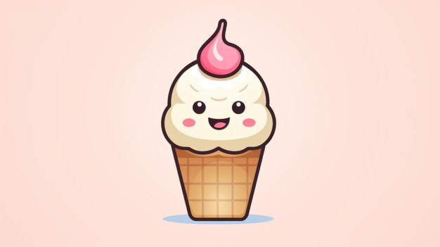 Cute ice cream cone teasing cartoon vector icon illustration food object icon concept isolated flat