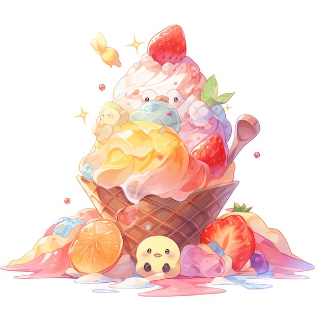 Cute ice cream illustration image