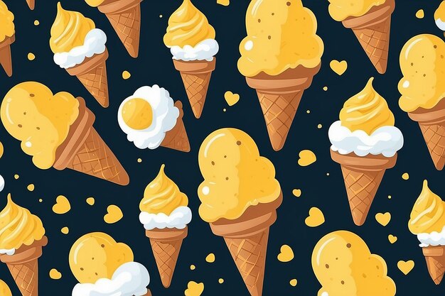 귀여운 아이스크림 그림 노란색 맛의 아이스크림