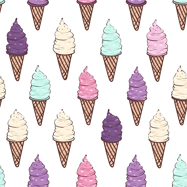 Photo cute ice cream seamless pattern