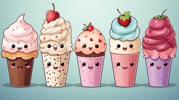 Cute ice cream sweet dessert