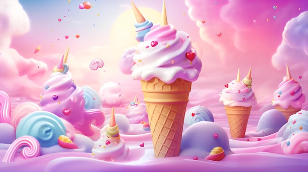cute ice cream unicorn background