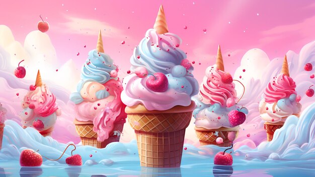 cute ice cream unicorn background