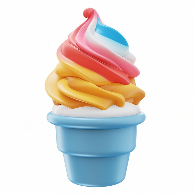 cute icecream icon 3D render white background generative AI