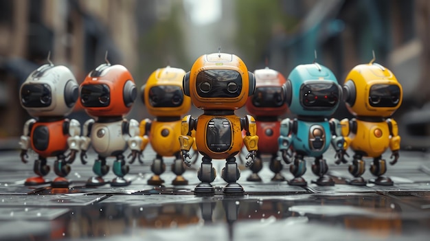 Photo cute icons and characters based on robots