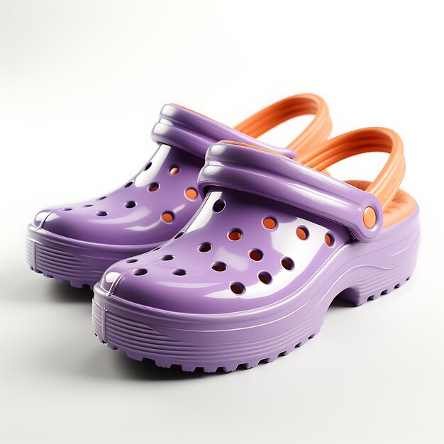 Photo cute ideas clogs for children with synthetic material purple color comfcreative new concept design