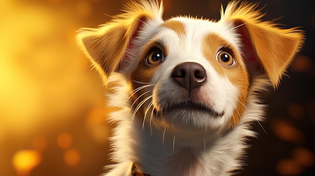 Cute illustration of shaggy red dog with surprised expression