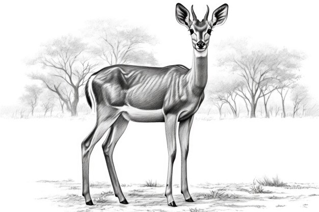 Foto carino impala disegno su sfondo bianco ia generativa