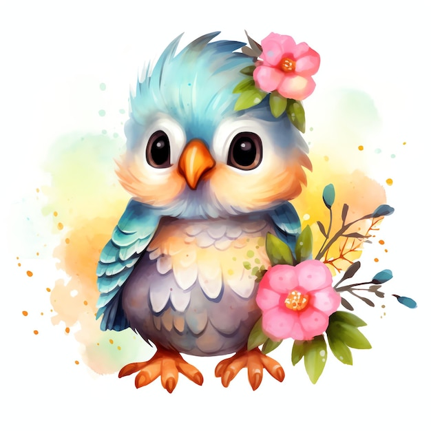 Cute Inca dove bird watercolor illustration clipart