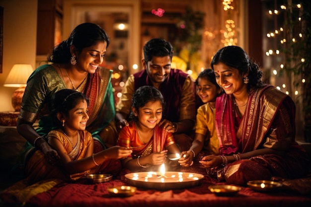 写真 ディワリ祭を祈って祝うかわいいインドの女の子