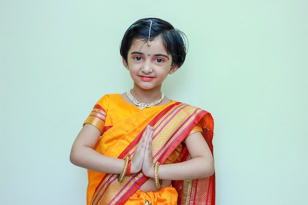 Cute Indian little girl on traditional wear