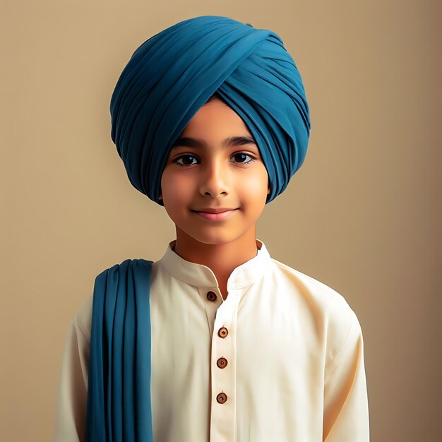 Cute Indian little kid in ethnic wear or traditional wear over isolated background