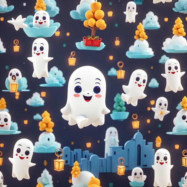 Cute indonesian local ghost cartoon vector icon illustration people holiday icon isolated flat