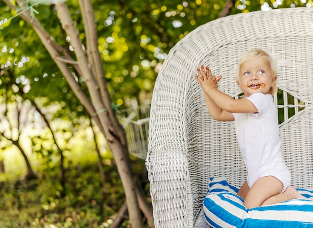 Cute innocent baby enjoy cookies Funny picture of a baby the charms of summer