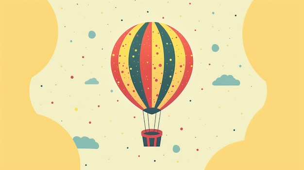 A cute isolated flying balloon in a retro Memphis style design AI generated illustration