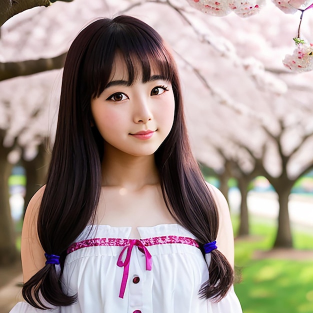 Симпатичная японская розовая девушка
