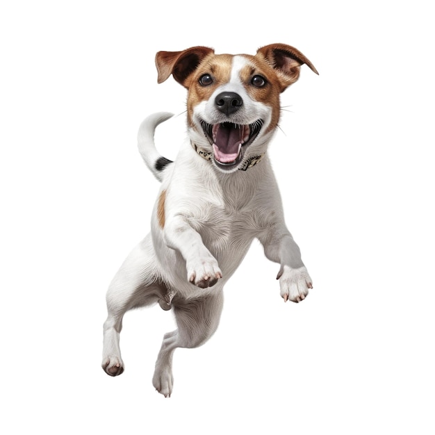 Photo cute jumping dog transparent isolated background ai