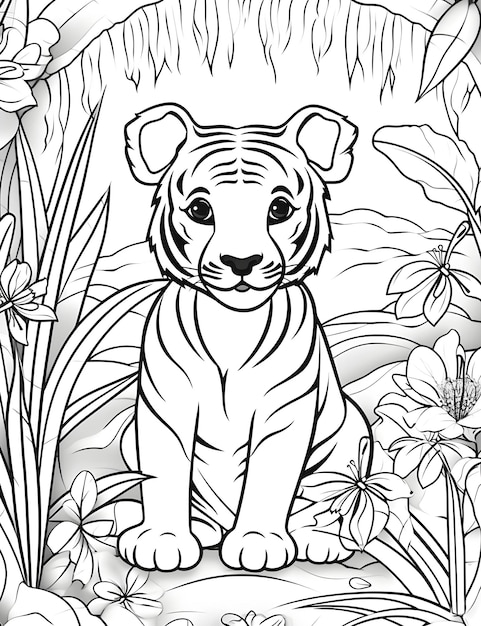 Photo cute jungle animal coloring pages for kids