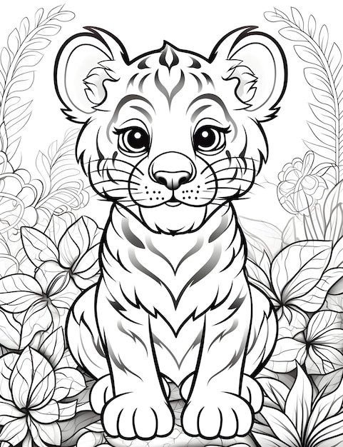 Cute jungle animal coloring pages for Kids