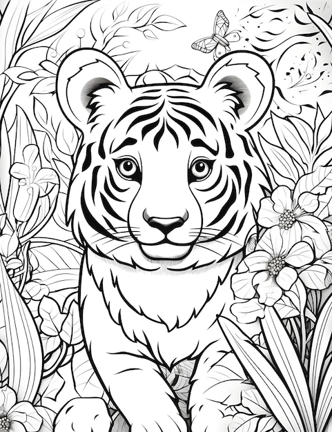 어린이를 위한 귀여운 정글 동물 색칠 공부 페이지