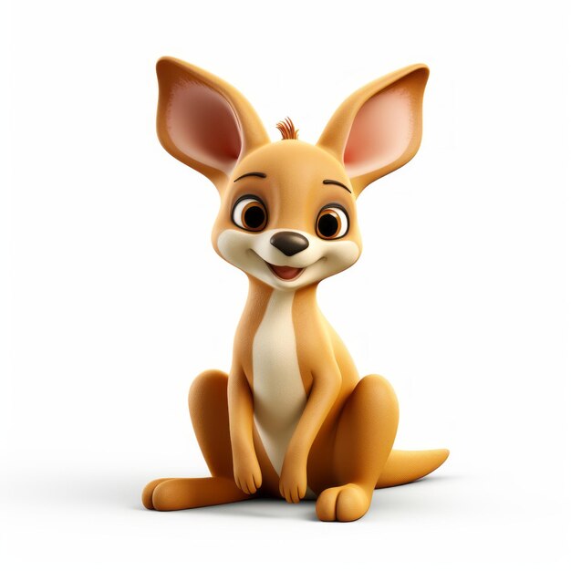 Photo cute kangaroo cartoon character with big ears realistic nabis style