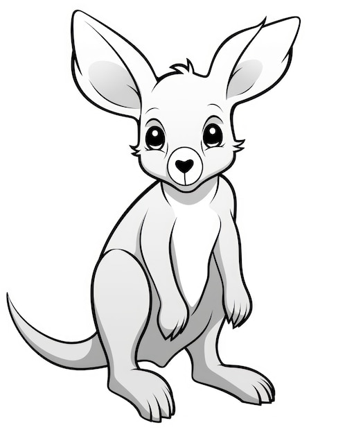 Cute Kangaroo Coloring Page with Clean Lines AI Generated