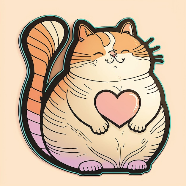 Photo cute kawai valentine cat greeting card illustration