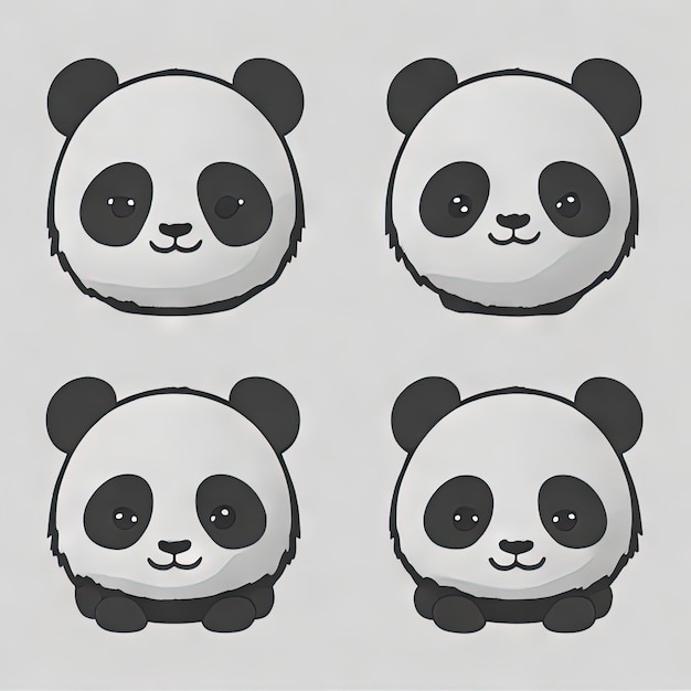 Симпатичные Kawaii Animals Logos Collection