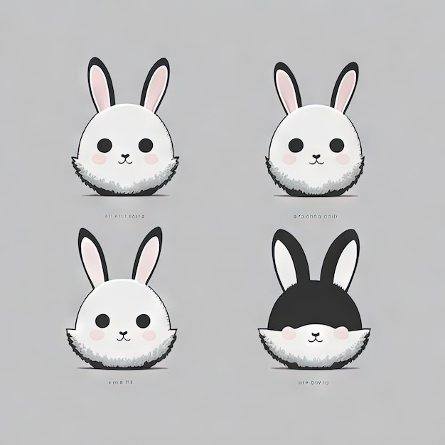 Симпатичные Kawaii Animals Logos Collection