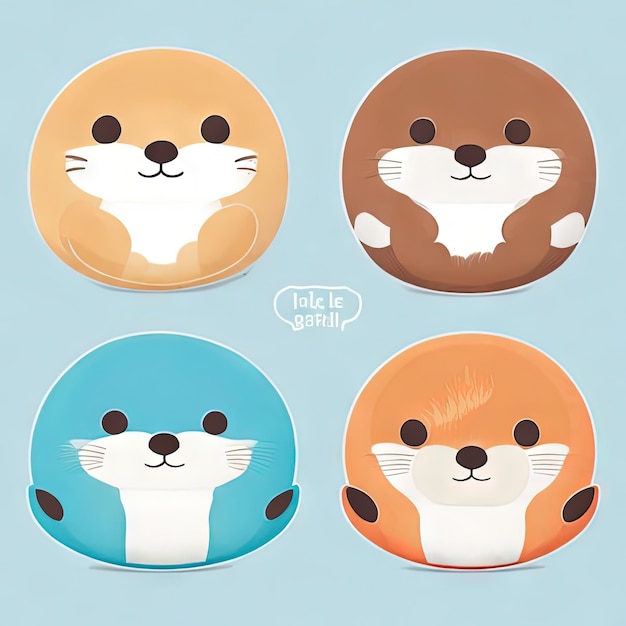 Симпатичные Kawaii Animals Logos Collection