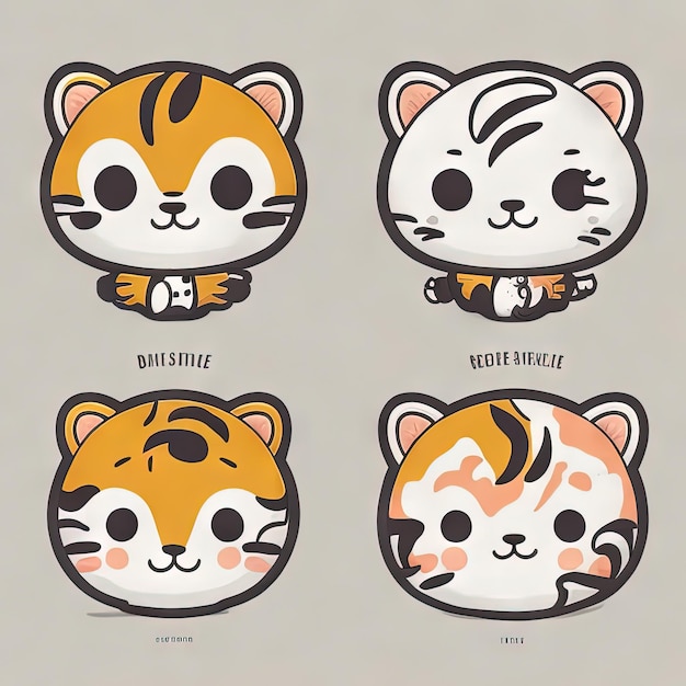 Cute Kawaii Animals Logos Collection