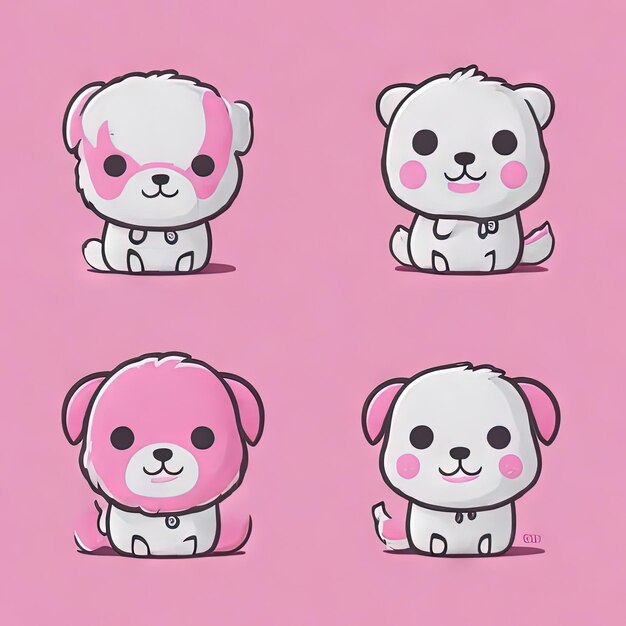 Cute Kawaii Animals Logos Collection