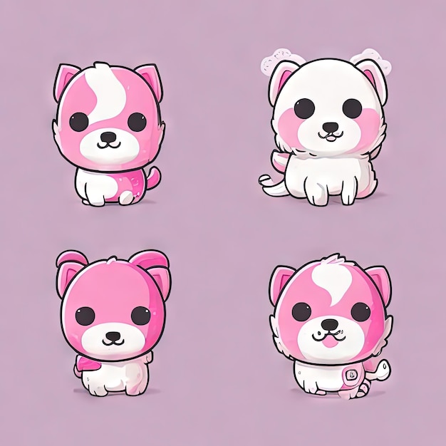 Photo cute kawaii animals logos collection