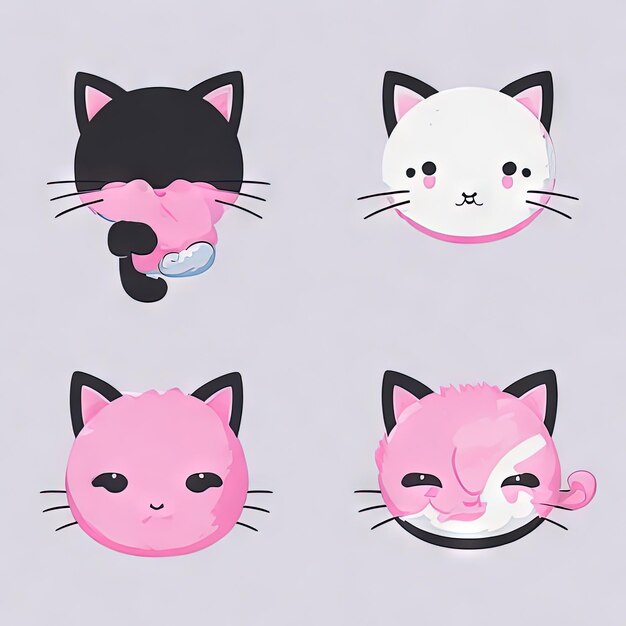 Симпатичные Kawaii Animals Logos Collection