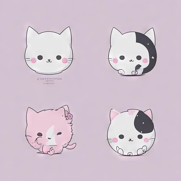 Photo cute kawaii animals logos collection